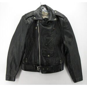 VINTAGE Open Road Jacket 38 Leather Motorcycle Brando Belted 80s 90s *